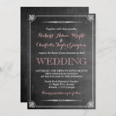 ヴィンテージ黒板ビクトリアン結婚式招待状 招待状 (正面/裏面)