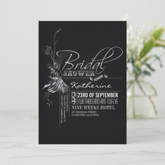 ヴィンテージ黒板ブライダルシャワー招待状 招待状 (スタンド正面)