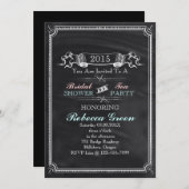 ヴィンテージ黒板ブライダルシャワー茶パーティー 招待状 (正面/裏面)