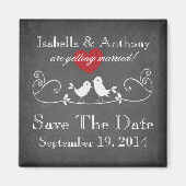 ヴィンテージ黒板ラブバード日付磁石を保存 マグネット (正面)