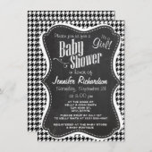 ヴィンテージ黒板千鳥格子の 招待状 (正面/裏面)