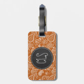 ヴィンテージ黒板焼きオレンジペイズリー;フローラ ラゲッジタグ (裏面縦)