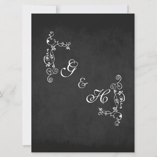ヴィンテージ黒板結婚式招待状 招待状 (裏面)