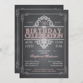 ヴィンテージ黒板誕生日招待状 招待状 (正面/裏面)