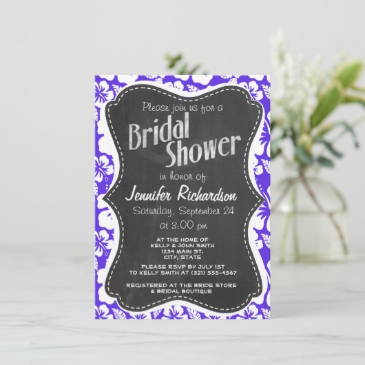ヴィンテージ黒板;ブルーバイオレット熱帯低気圧 招待状 (スタンド正面)