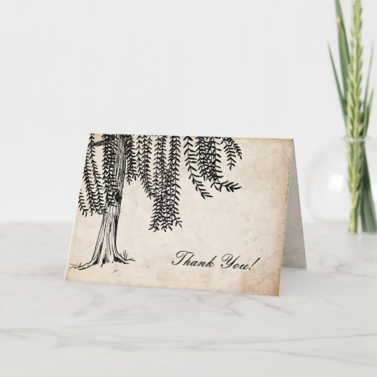 ヴィンテージ黒枝垂れ柳ツリーありがとう サンキューカード (正面)