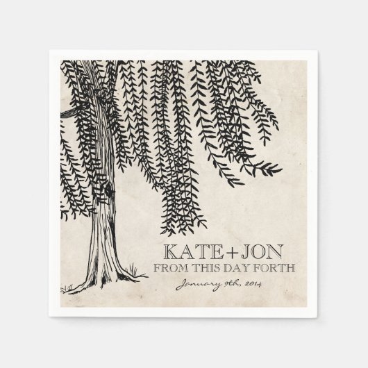 ヴィンテージ黒枝垂柳 スタンダードカクテルナプキン (正面)