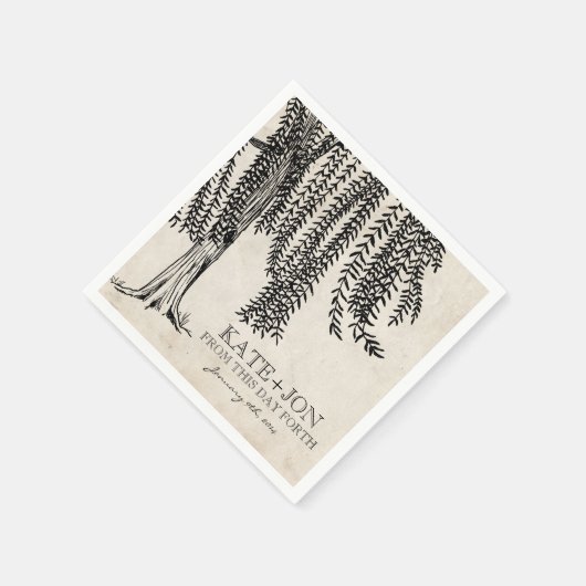 ヴィンテージ黒枝垂柳 スタンダードカクテルナプキン (角)