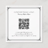 ヴィンテージ黒枠と白カスタム文字 スクエア名刺 (裏面)