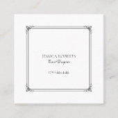 ヴィンテージ黒枠と白カスタム文字 スクエア名刺 (正面)