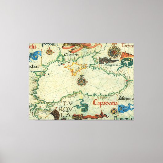 ヴィンテージ黒海の地図(1559) キャンバスプリント (正面)