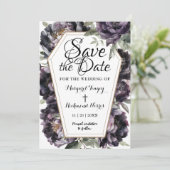 ヴィンテージ黒牡丹の棺 |ゴシック日付の保存 招待状 (スタンド正面)