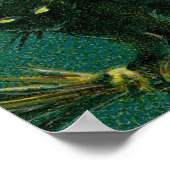 ヴィンテージ黒猫がハロウィーンに乗る ポスター (角)