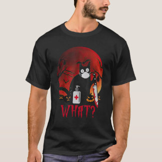 ヴィンテージ黒猫が咳をしない猫ハロウィーン Tシャツ