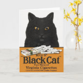 ヴィンテージ黒猫たばこ広告ノートカード カード (黄色い花)