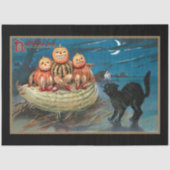 ヴィンテージ黒猫とおもしろいかぼちゃ人 薄葉紙 (正面)