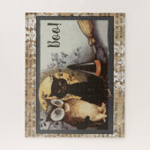 ヴィンテージ黒猫とフクロウのハロウィン ジグソーパズル (縦)