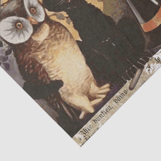 ヴィンテージ黒猫とフクロウのハロウィン 薄葉紙 (詳細)