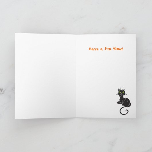 ヴィンテージ黒猫とムーンハロウィンカード カード (内部)