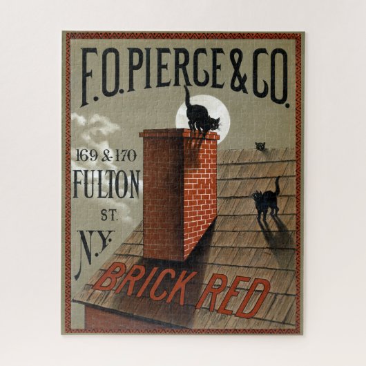 ヴィンテージ黒猫の月光広告 ジグソーパズル (縦)