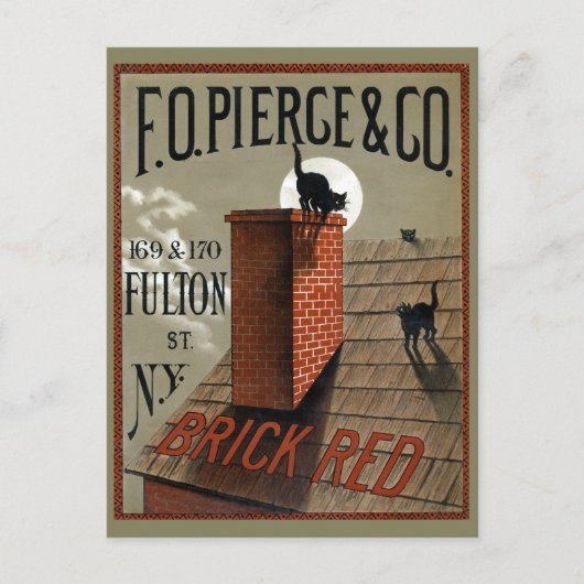 ヴィンテージ黒猫の月光広告 ポストカード (正面)