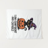 ヴィンテージ黒猫の注意 タペストリー (正面(横))