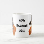 ヴィンテージ黒猫を肩に乗せた美しい魔女 コーヒーマグカップ (中央)