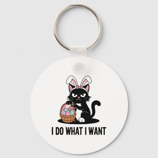 ヴィンテージ黒猫イースターおもしろい猫 キーホルダー (正面)