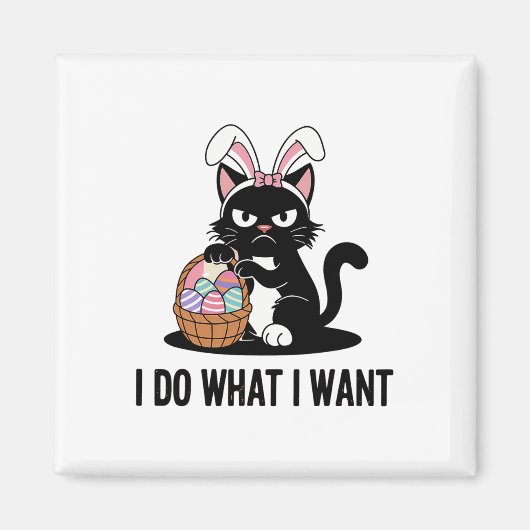 ヴィンテージ黒猫イースターおもしろい猫 マグネット (正面)