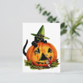 ヴィンテージ黒猫カボチャ葉書 ポストカード (スタンド正面)