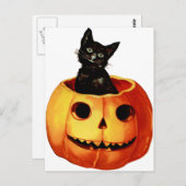 ヴィンテージ黒猫カボチャ葉書 ポストカード (正面/裏面)