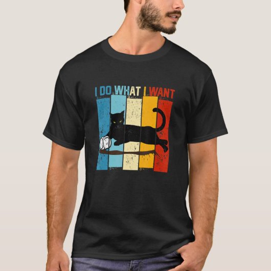 ヴィンテージ黒猫コーヒーカップ Tシャツ (正面)