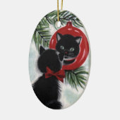 ヴィンテージ黒猫セラミッククリスマスオーナメント セラミックオーナメント (左)