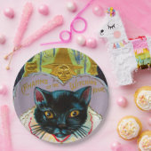 ヴィンテージ黒猫ハローウィンパーティ ペーパープレート (パーティー)