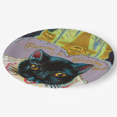 ヴィンテージ黒猫ハローウィンパーティ ペーパープレート (アングル)