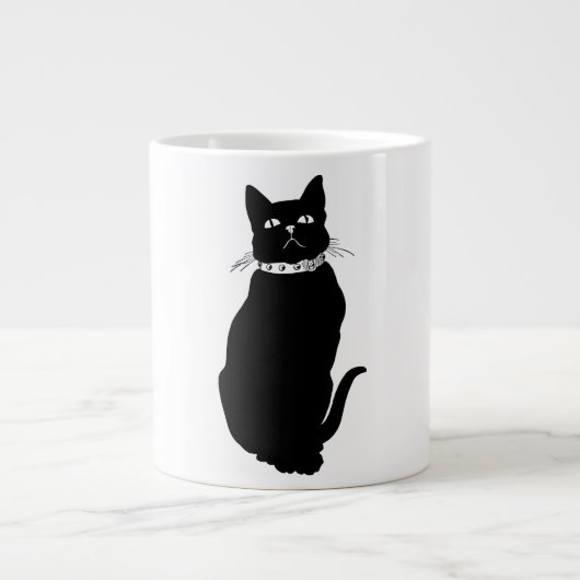 ヴィンテージ黒猫マグカップ ジャンボコーヒーマグカップ (正面)