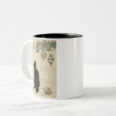 ヴィンテージ黒猫ルッキングオーナメント ツートーンマグカップ (正面左)