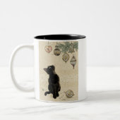 ヴィンテージ黒猫ルッキングオーナメント ツートーンマグカップ (左)