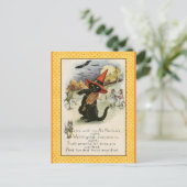 ヴィンテージ黒猫ヴァイオリンハロウィンポストカード ポストカード (スタンド正面)