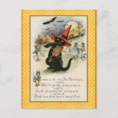 ヴィンテージ黒猫ヴァイオリンハロウィンポストカード ポストカード (正面)