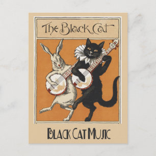 ヴィンテージ黒猫広告ポスター葉書 ポストカード