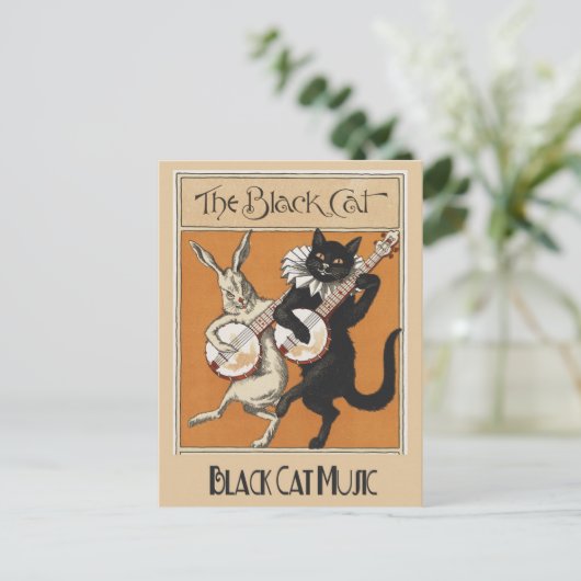 ヴィンテージ黒猫広告ポスター葉書 ポストカード (スタンド正面)