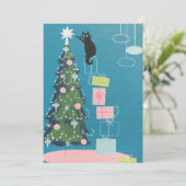 ヴィンテージ黒猫飾のクリスマスツリー シーズンカード