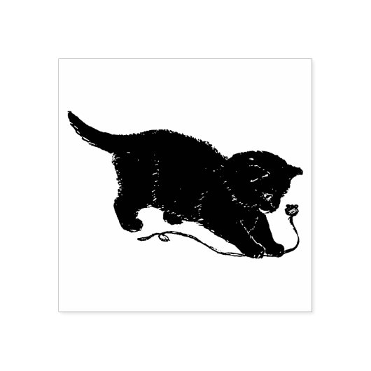 ヴィンテージ黒猫 ラバースタンプ (インプリント)