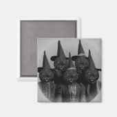 ヴィンテージ黒猫/魔女 マグネット (正面/裏面)