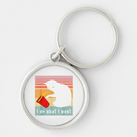 ヴィンテージ黒猫Red Cupで欲しいおもしろいこと キーホルダー (正面)