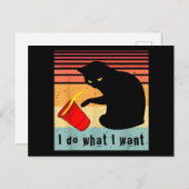 ヴィンテージ黒猫Red Cupで欲しいおもしろいこと シーズンポストカード (正面/裏面)