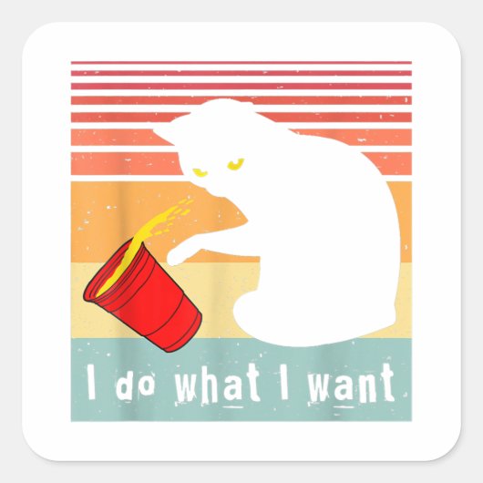 ヴィンテージ黒猫Red Cupで欲しいおもしろいこと スクエアシール (正面)