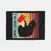 ヴィンテージ黒猫Red Cupで欲しいおもしろいこと フリースブランケット (正面(横))