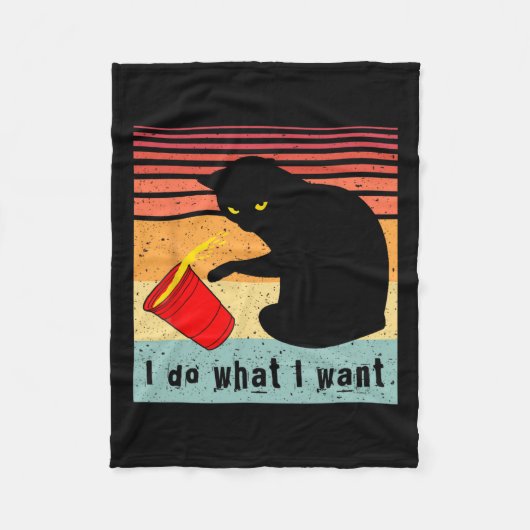 ヴィンテージ黒猫Red Cupで欲しいおもしろいこと フリースブランケット (正面)